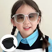seoul show首爾秀 兒童可折疊輕量太陽眼鏡UV400墨鏡 2070  透白框漸咖片