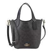 COACH Hanna Bucke PVC緹花兩用桶包- 黑灰