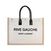 YSL Noe Cabas 拼色塗層帆布托特包_展示品 (米色/白色)