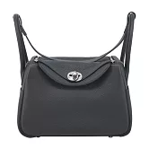Hermes 愛馬仕 Lindy 26CM W刻 T/C牛皮兩用包(89經典黑/銀釦)