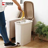 【日本天馬】dustio雙分隔分類腳踏垃圾桶(深型)-20L- 白棕