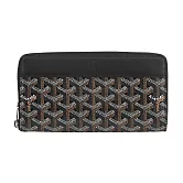 GOYARD 經典圖紋拼皮革ㄇ形拉鍊長夾_展示品 (黑色)