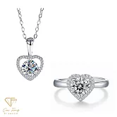 莫桑鑽《聖誕禮物 1+1精選套組》1克拉純銀系列 G款組(項鍊+戒指)