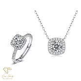 莫桑鑽《聖誕禮物 1+1精選套組》1克拉純銀系列 I款組(項鍊+戒指)