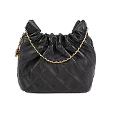 TORY BURCH Fleming Hobo 縫線納帕皮革手提/斜背迷你二用包 (黑色)