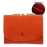 Kissora Tokyo ｜日本職人手工 三折一字口金牛皮短夾 橘色