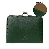 Kissora Tokyo｜日本職人手工 口金方形牛皮零錢卡片夾 綠色