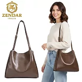 【ZENDAR】台灣總代理 限量1折 頂級小牛皮肩背包 羅賓系列 全新專櫃展示品 琥珀色