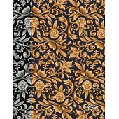 Unruled Notebook: Ornamental Black & Gold Soft Cover - Large (8.5 x 11 inches) Letter Size - 100 Unlined Pages - Unlined Art Deco Notes