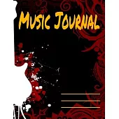 Music Journal: Black and White Musical Notes Music Manuscript Notebook with Staff Paper - Blank Sheet Music Notebook - Music Journal