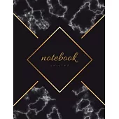 Unruled Notebook: Black Marble & Gold Soft Cover - Large (8.5 x 11 inches) Letter Size - 100 Unlined Pages - Unlined Glamour Notes