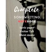 Songwriting Notebook: Music Journal mix of lyric paper sheet and guitar tab