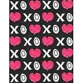 Xoxo: Lined Notebook Journal, Black Cover, Size 8.5x11 Inch. 100 Blank Lined Paper for Writing and Gift for Love ones