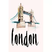 london: Dot Grid Journal, 110 Pages, 6X9 inch, Great Tower Bridge Design on Light Blush Pink matte cover, dotted notebook, bul