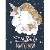 Magical Unicorn: Cute Unicorn Sketchbook For Girls Kids With No Lines 8.5 x 11 inches: Sketchbook for a 8 9 10 11 12 13 14 year old gir