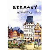 Germany Travel Journal: Blank Lined Notebook for Travels and Adventure Pocket Size Village Art Watercolor Matte Cover 6 X 9 Inches 15.24 X 22.