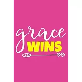 Grace Wins: Blank Lined Notebook Journal: Gift for Feminist Her Women Girl Power Boss Lady Ladies Bestie 6x9 - 110 Blank Pages - P