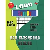1,000 + Sudoku Classic 6x6: Logic puzzles medium - hard levels