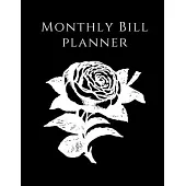 Monthly Bill Planner: Marble Floral Cover - Simple Monthly Bill Payment Checklist Tracker Log Book Organizer Planner - Bills Due Calendar -
