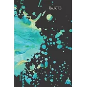 teal notes: small lined Watercolor Splash Notebook / Travel Journal to write in (6’’’’ x 9’’’’) 120 pages