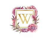 W: Pretty Watercolor / Gold - Super Cute Monogram Initial Letter Notebook - Personalized Lined Journal / Diary - Perfect