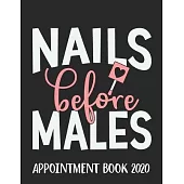 Nails before Males Appointment Book 2020: Daily Hourly Appointment Book For Nail Tech 15 Minute Increments With Monthly Planner and Year at a Glance U