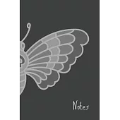 Notes: Monochrome Butterfly Effect Notebook (6 x 9 inches, 120 lined pages)