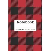 Notebook: Black and Red Buffalo Plaid Pattern Lined Notebook.