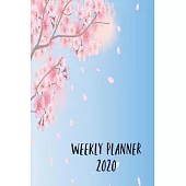 Weekly Planner 2020: Japanese Cherry Blossom Flower Homework Book Notepad Notebook Composition and Journal Gratitude Dot Diary
