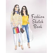 Fashion Sketch Book: The Book for Sketching Your Artistic Fashion Design Ideas. Including 2 Women Line Shapes (Silhouettes) to Help You Ske