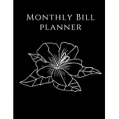 Monthly Bill Planner: Marble Floral Cover - Simple Monthly Bill Payment Checklist Tracker Log Book Organizer Planner - Bills Due Calendar -