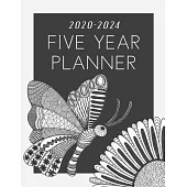 2020 - 2024 Five Year Planner: 60 Months Appointment Calendar 5 year Monthly Planner 8.5 x 11 Business Planners - Journal Agenda Schedule - Butterfly