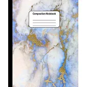 Composition Notebook: Blue and Gold Marble: College Ruled Blank Lined Cute Notebooks for Girls Women Teens Kids School Writing Notes Journal