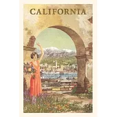 Vintage Journal California Woman Waving by Adobe Arch