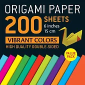 Origami Paper 200 Sheets Vibrant Colors 6 (15 CM)