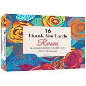 16 Thank You Cards, Roses: 4 1/2 X 3 Inch Blank Cards in 8 Lovely Designs (2 Each) with 16 Envelopes