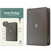 NLT Thinline Reference Zipper Bible, Filament Enabled (Leatherlike, Textured Cross Gray, Red Letter)