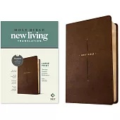 NLT Large Print Thinline Center-Column Reference Bible, Filament Enabled (Leatherlike, Brown Holy Cross, Red Letter)