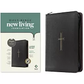 NLT Large Print Thinline Reference Zipper Bible, Filament Enabled (Leatherlike, Black Cross, Indexed, Red Letter)