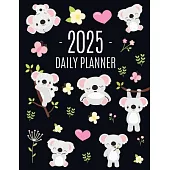 Koala Planner 2025: Australian Outback Animal Agenda: January-December Pretty Pink Butterflies & Yellow Flowers Monthly Scheduler For Work