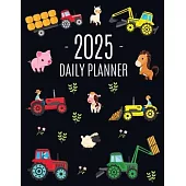 Farm Planner 2025: Cool Daily Agenda for 2025 Scheduler With Tractors & Funny Farm Animals (12 Months) Organizer with Cow, Sheep, Horse,