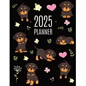 Rottweiler Planner 2025: Organizer: January-December (12 Months) Cute Dog Year Scheduler with Pretty Pink Hearts