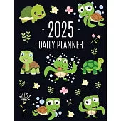 Turtle Planner 2025: Cute Tortoise Organizer: January-December (12 Months) Beautiful Agenda With Green Reptile Animal, Butterflies & Flower