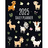 Goat Planner 2025: Daily Organizer: January-December (12 Months) Beautiful Agenda with Cute Farm Animals