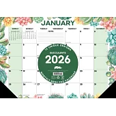 Succulents 2026 17 X 12 Small Monthly Deskpad