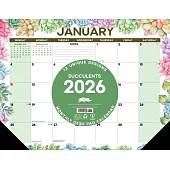 Succulents 2026 22 X 17 Large Monthly Deskpad