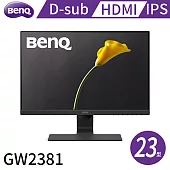 BenQ 23型16:10商用光智慧護眼螢幕-GW2381(D-sub/HDMI1.4/喇叭1W*2/壁掛孔/耳機孔)