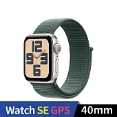 Apple Watch SE 2024 GPS 40mm 鋁金屬錶殼運動錶環 (星光色+湖綠色運動錶環)