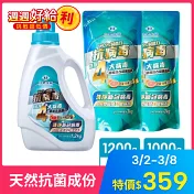 台塑生醫抗病毒濃縮洗衣精-超值優惠組(1瓶+2補)