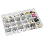 【喬伊絲】6號透明飾品小物收納盒(24格)                              透明色.白色